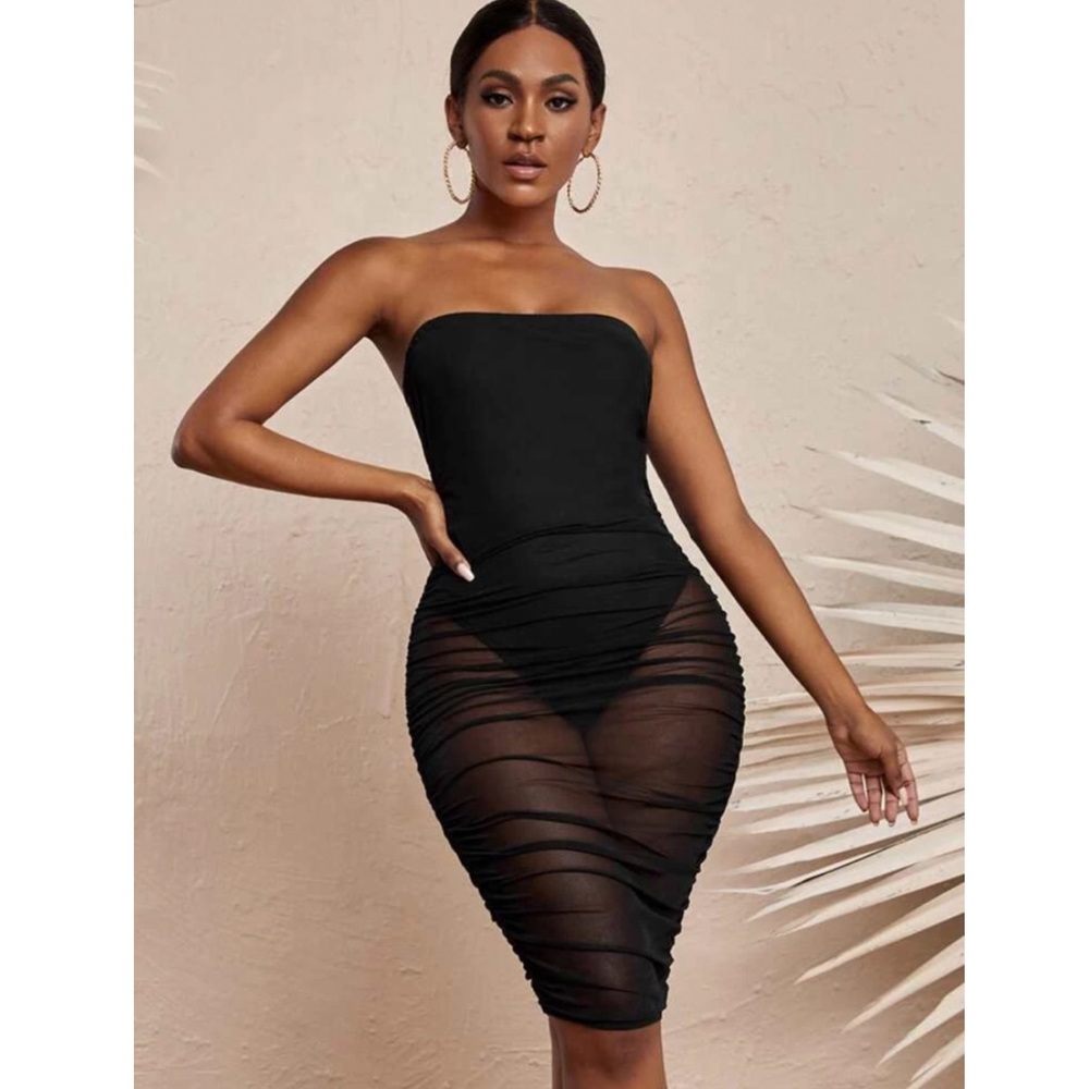 Black Bandeau Bodycon Dress